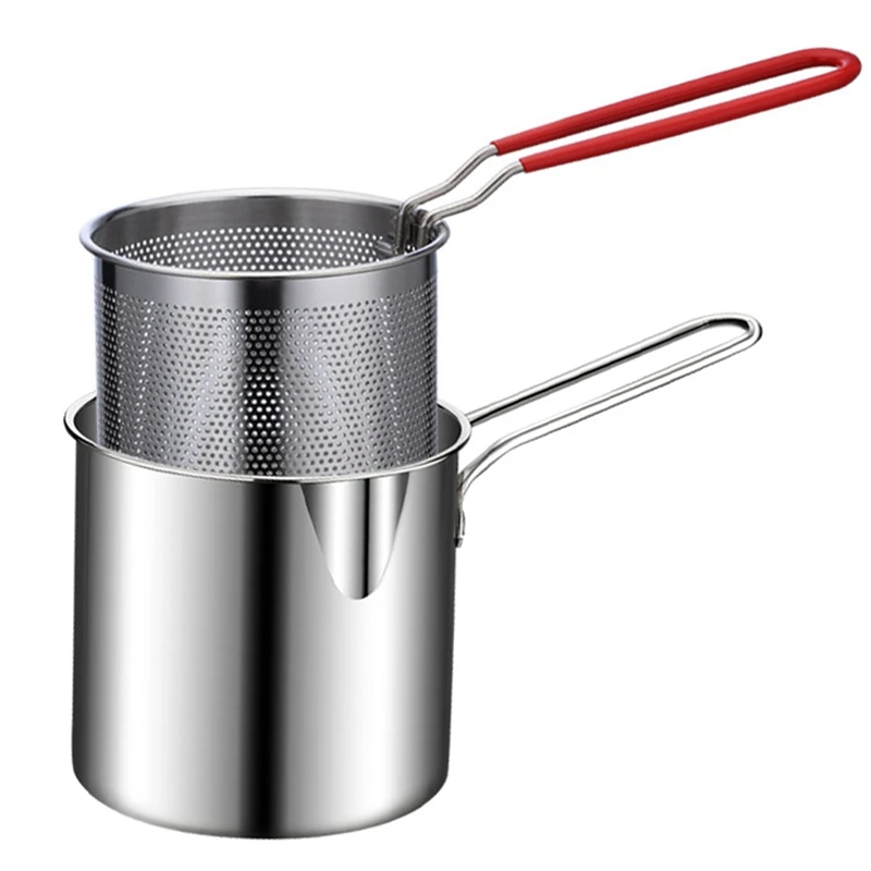 

Stainless Steel Deep Frying Pot Tempura French Fries Fryer With Strainer Chicken Fried Pans Kitchen Cooking Tool