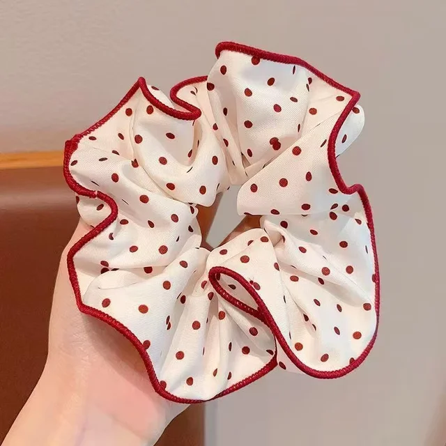 Newest Style Sunmer 2/3pcs High End Red Cute Dot Plaid Scrunchies for Women Girls Soft Elastic Hair Ties Gentle Hair Bands 2 Red Dot and Plaid Scrunchies – Cute Summer Hair Scrunchies for Women and Girls, 2 or 3-Pack – view 2