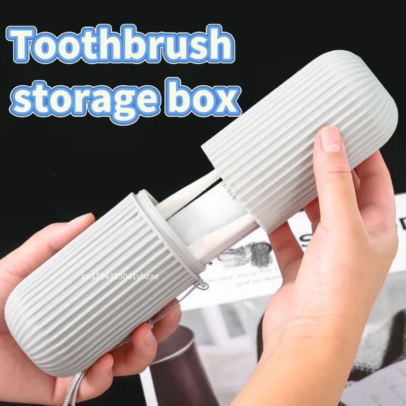 Travel Toothbrush Storage Box Vertical Stripe Portable Mouthwash Cup Brushing Cup Toothware Box Toothpaste Storage Cartridge