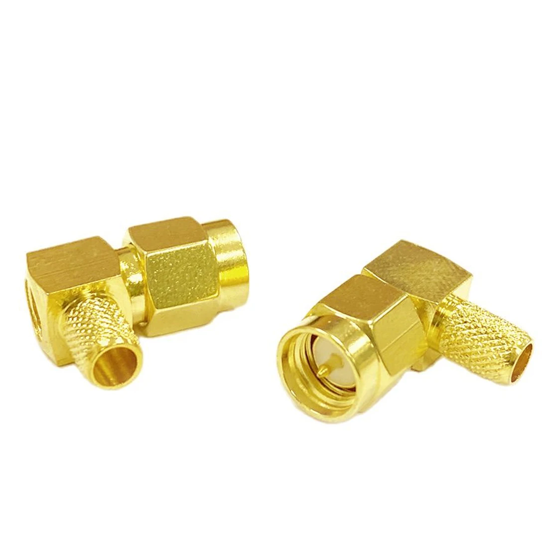 1pc  New SMA Male Plug RF Coax Connector Right Angle Type 90-Degree Crimp For RG58 LMR195 Cable Goldplated Wholesale