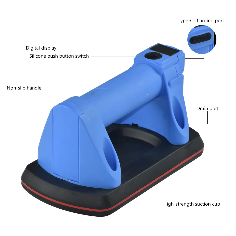 Heavy     XP11 Rechargeable Electric Tile Suction Cups Auto-Compensation 300kg Vacuum Glass Lifter for Granite, Stone Slabs