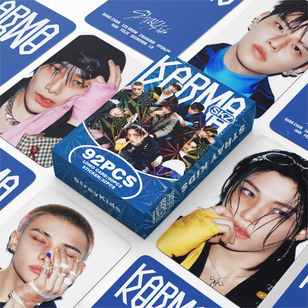 60 + 32 stks/set Verdwaalde Kinderen kleine kaart album Karma perifere fotokaart SKZOO sticker LOMO collectie kaart postkaart gift