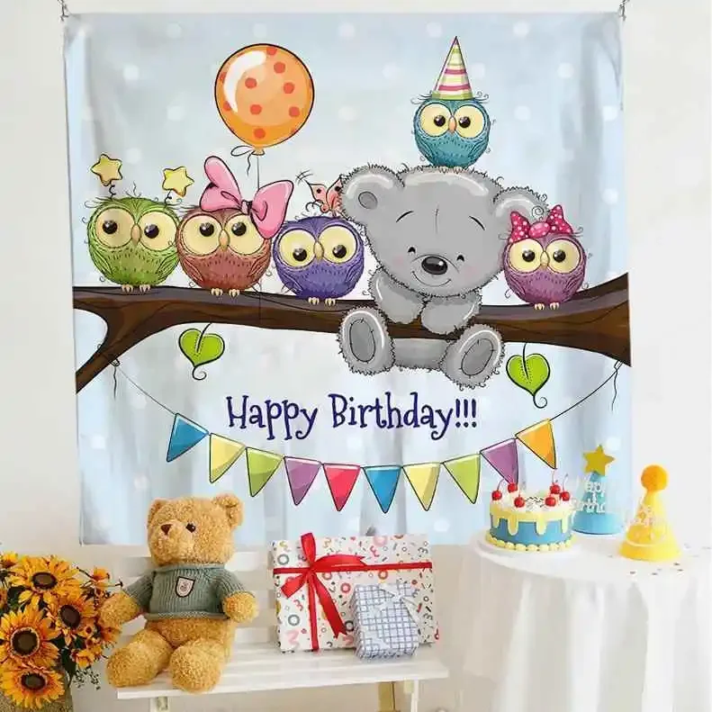 Birthday Party Background  Scene Decoration Shooting Hanging Cloth Minnie Mouse Disney Print Cloth Ins Poster Cute Baby Room