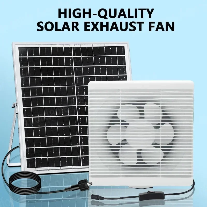 Solar Exhaust Fan Exhaust Ventilation Fan Ultra-quiet 12V Industrial Exhaust Fan Factory Greenhouse Fresh Air Hot Sale