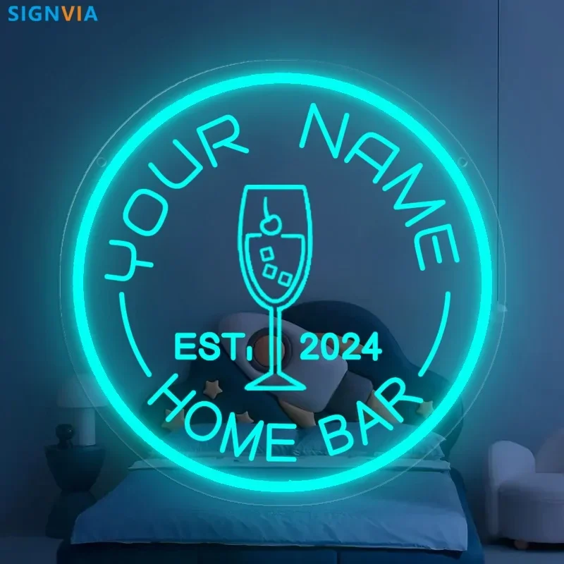 

Customizable LED Lights with Cocktail Bar Logos Round Neon Signs Adjustable Brightness for Bars, Pubs & Night Markets Decoration