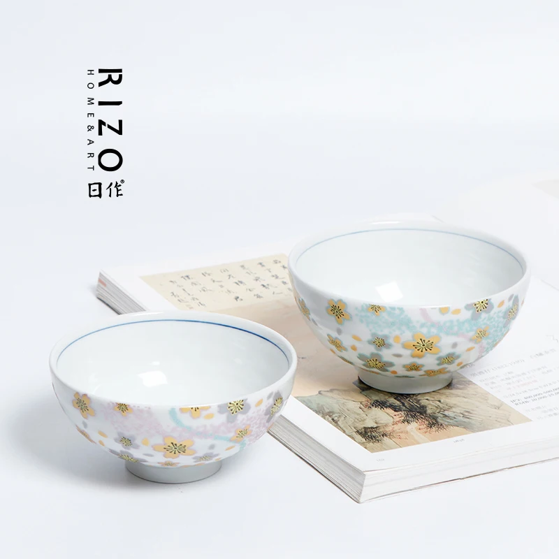 Japanese Nine Valley Ceramic Group Rice Bowl Jiyou Yamen Kiln Qu Water Splash Small Noodles