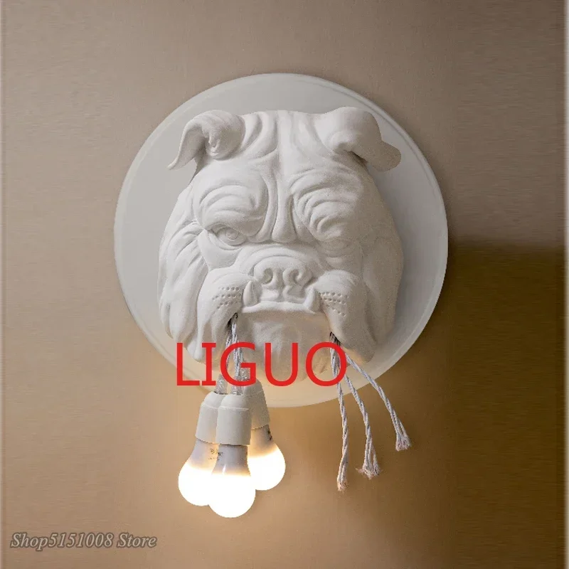 

Nordic animal Dog wall lamp dining room study bedroom lamp creative designer KTV Bulldog wall light Home Decor Lighting fixtures