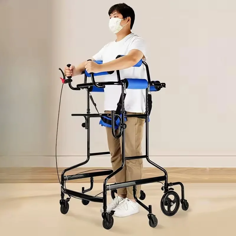 Adjustable Standing Gait Trainer Walker 1-2m Stroke Height Rollator for Elderly & Disabled for Rehabilitation Therapy Supplies
