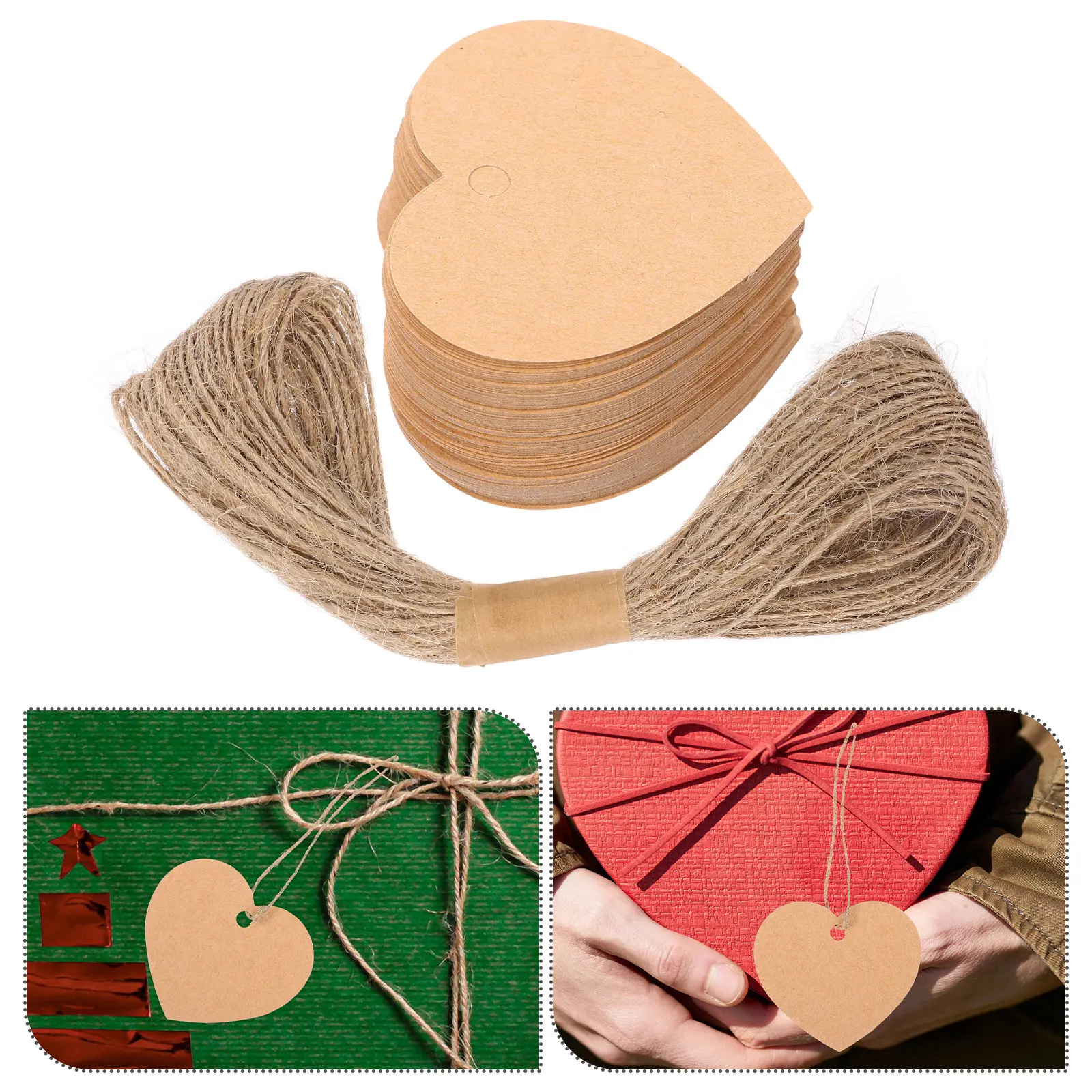 1Set Delicate Heart Tags Blank Gift Labels Portable Small Decorative Tags for Gift Wrapping Shipping Name Cards DIY Craft