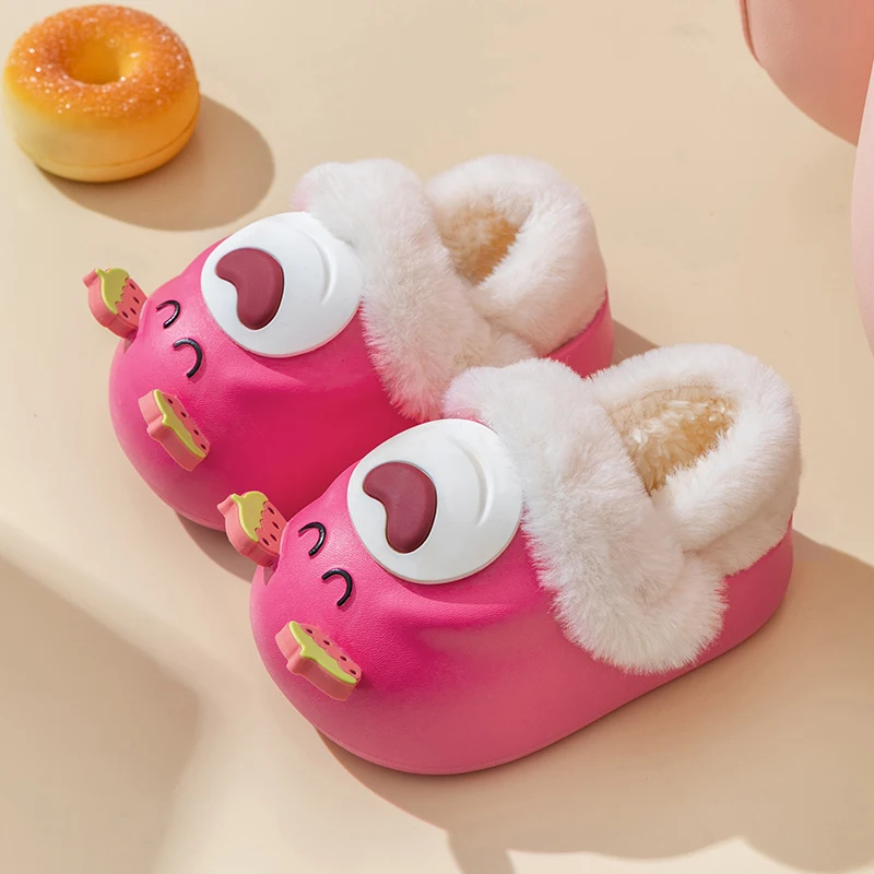 

Children's cotton slippers Home winter boys' shoes plush cat waterproof anti-skid girls' cotton slippers Comfortable Keep Warm