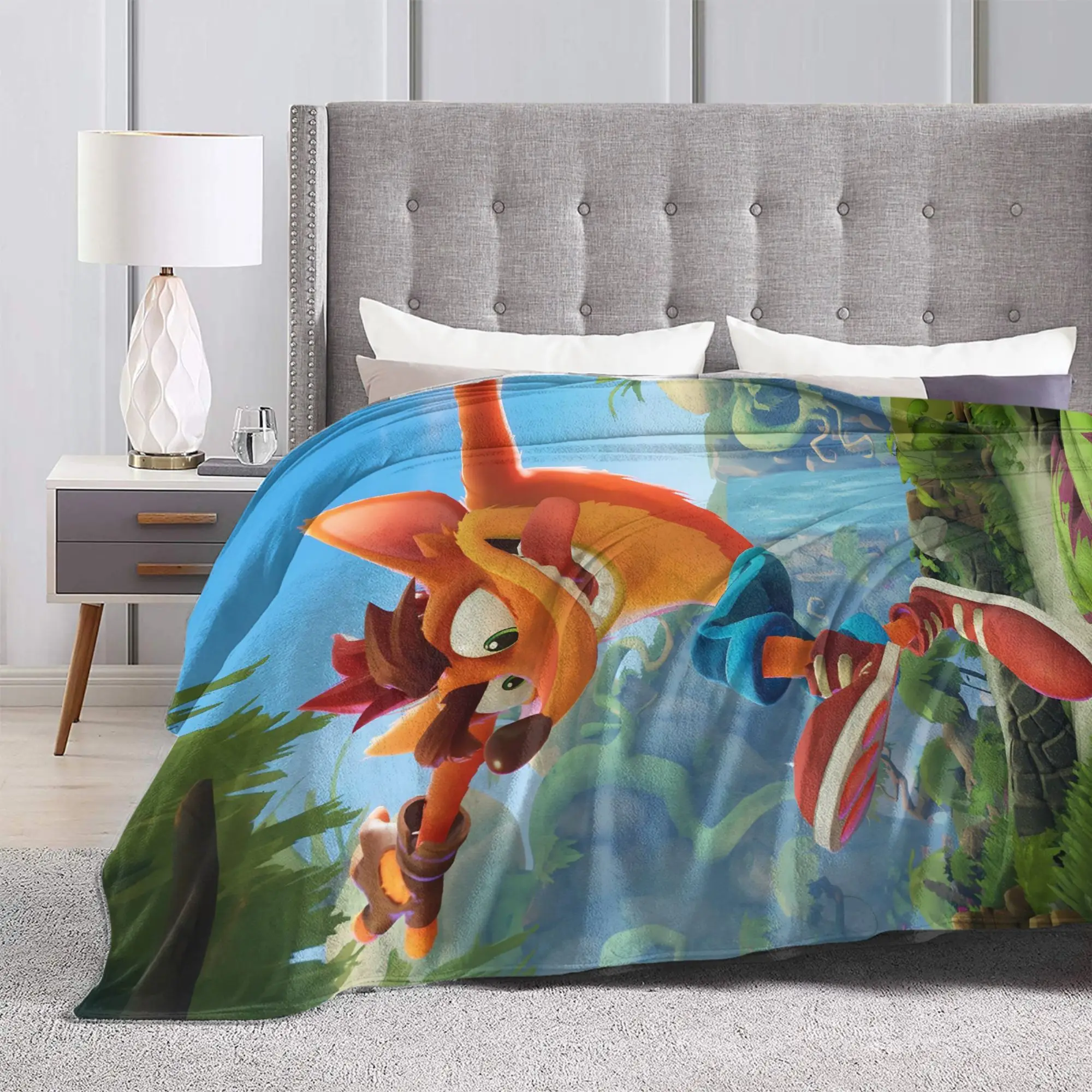 Crash Bandicoot Jungle Leap Blanket  Warm Soft Graphic Plush Throw Blanket For Child Couch Bed Flannel Bedspread Bed Cover