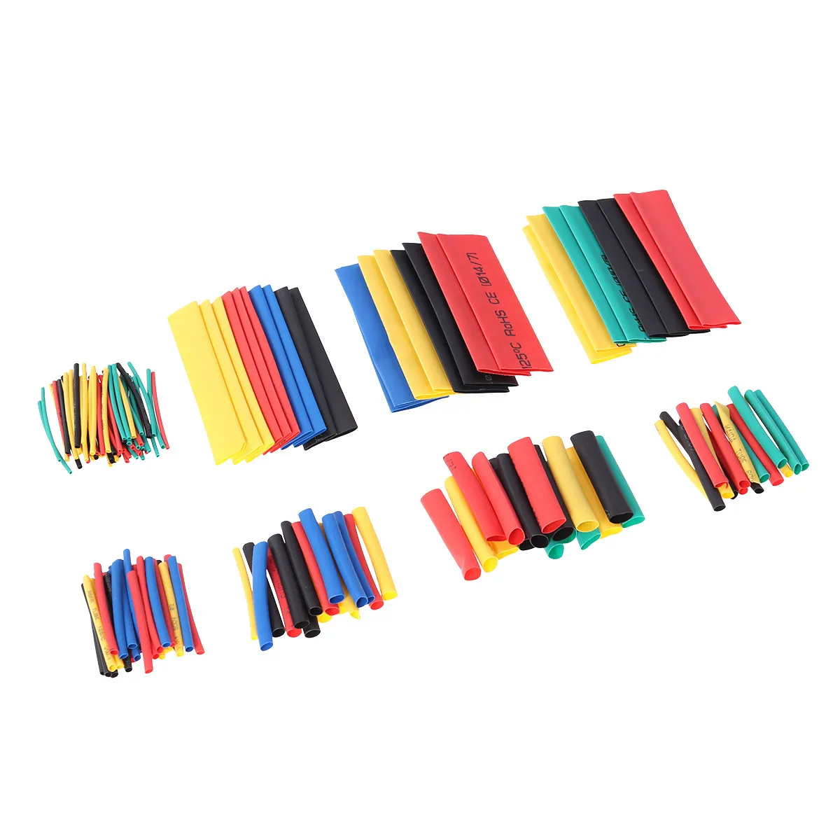 164Pcs Colorful Heat Shrink Tube Pack Flat Design Easy to Cut for Wire Insulation Cable Sleeving Wiring Harness Protection