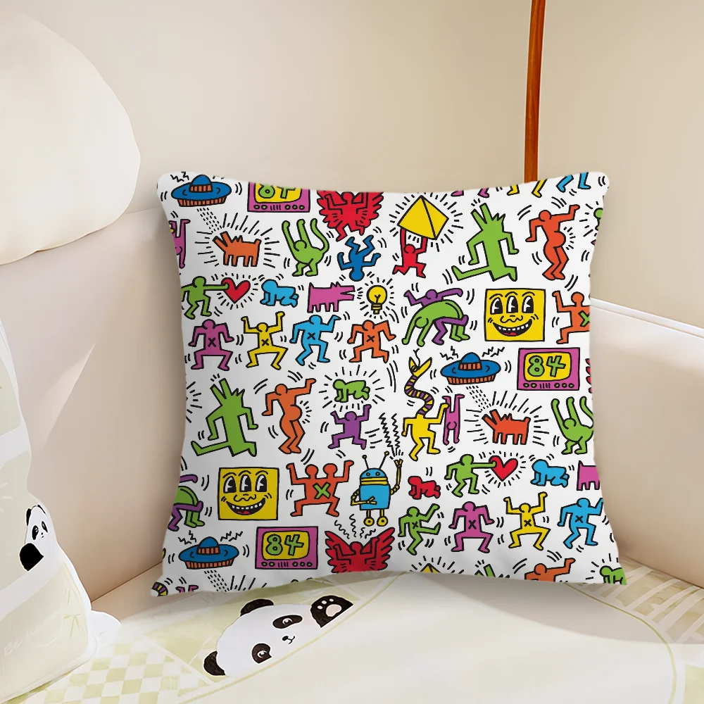 

Art Color cushion cover Living Room Headboard Bedroom Office Cushion Cushion Sofa Nap Time K-Keith H-Haring Pillow Case