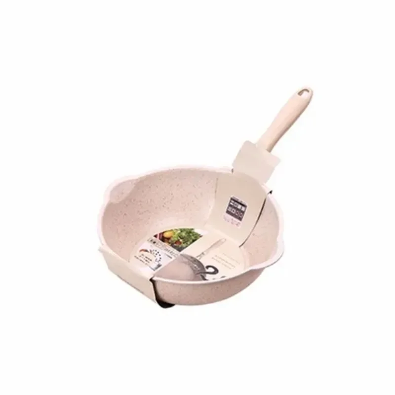 Thickened Bottom Medical Stone Frying Pan Multifunction Non-stick Pans Deep Nougat Pot Big Mouth Wok Pan with Glass Cover