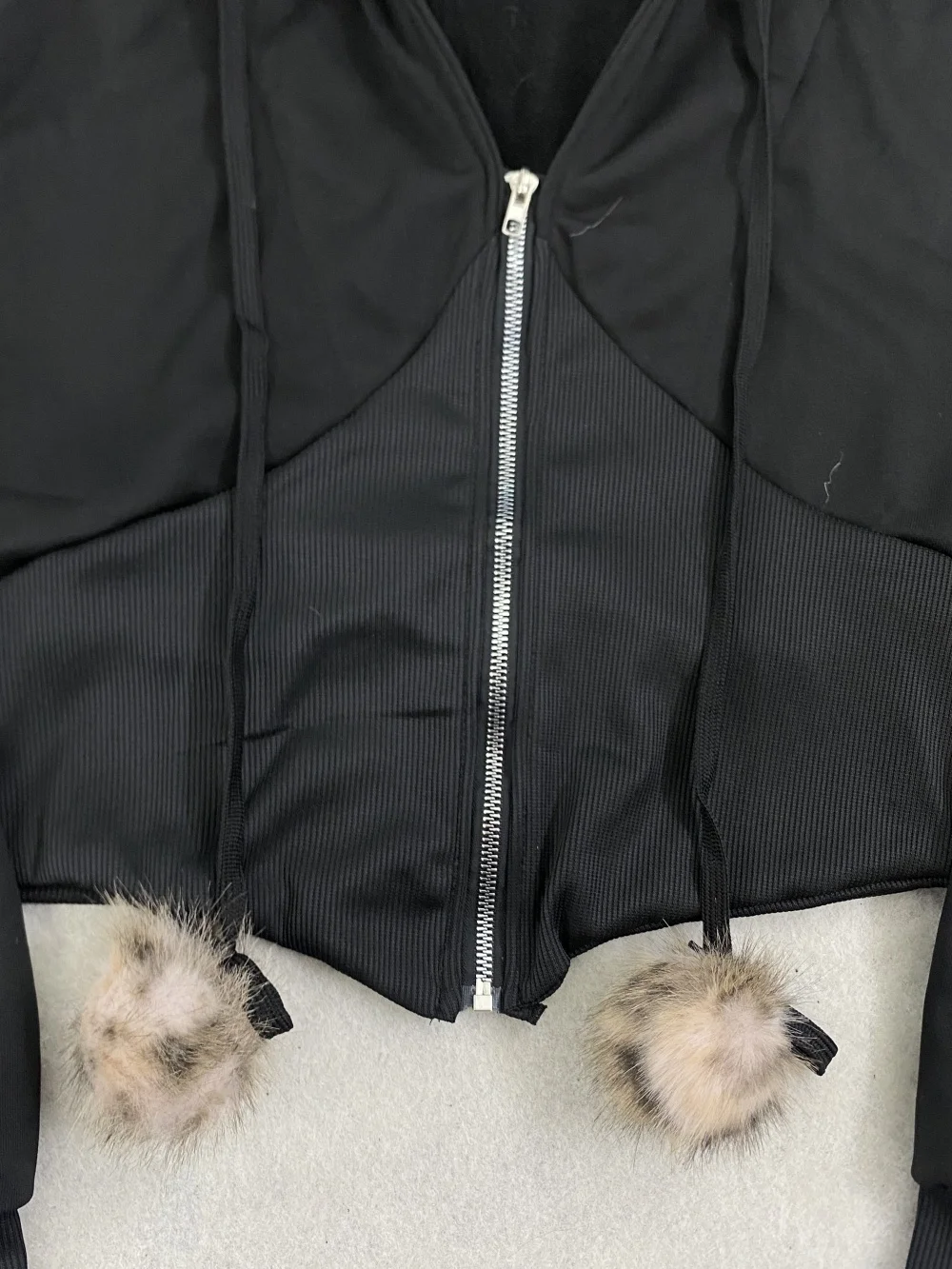 2026 new plush edge hooded zipper short style fur ball drawstring long sleeved jacket Y2K spicy girl casual trend ins versatile - view 6