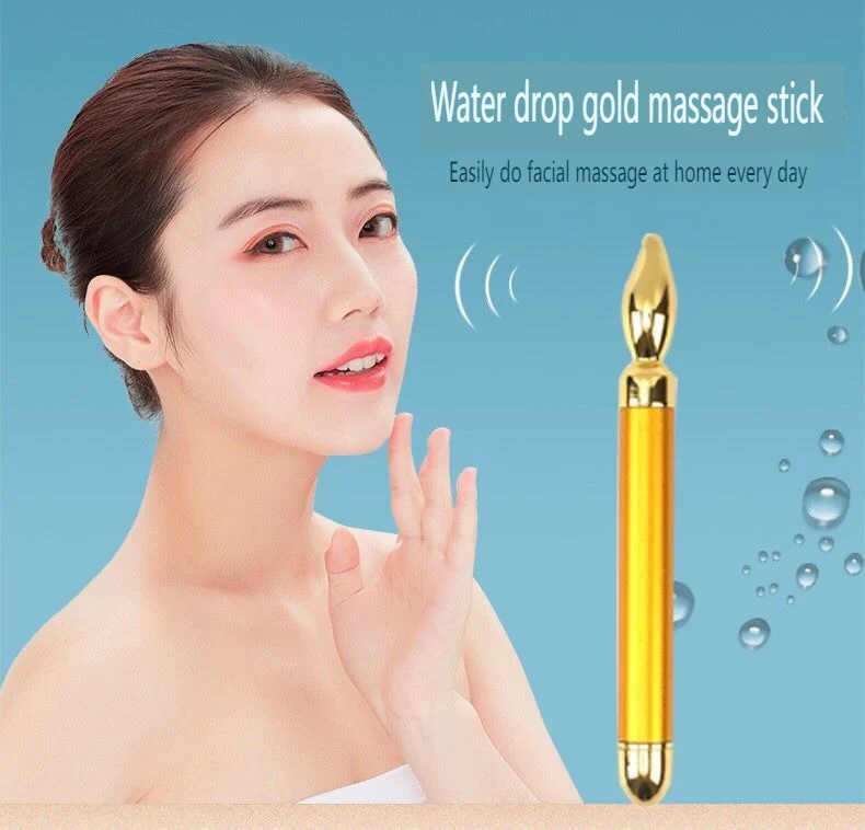 Electric Facial Beauty Device, 24K Water Drop Style Gold Color, Vibration Massage, Micro Current,Face Care, AA battery ML-062-DC