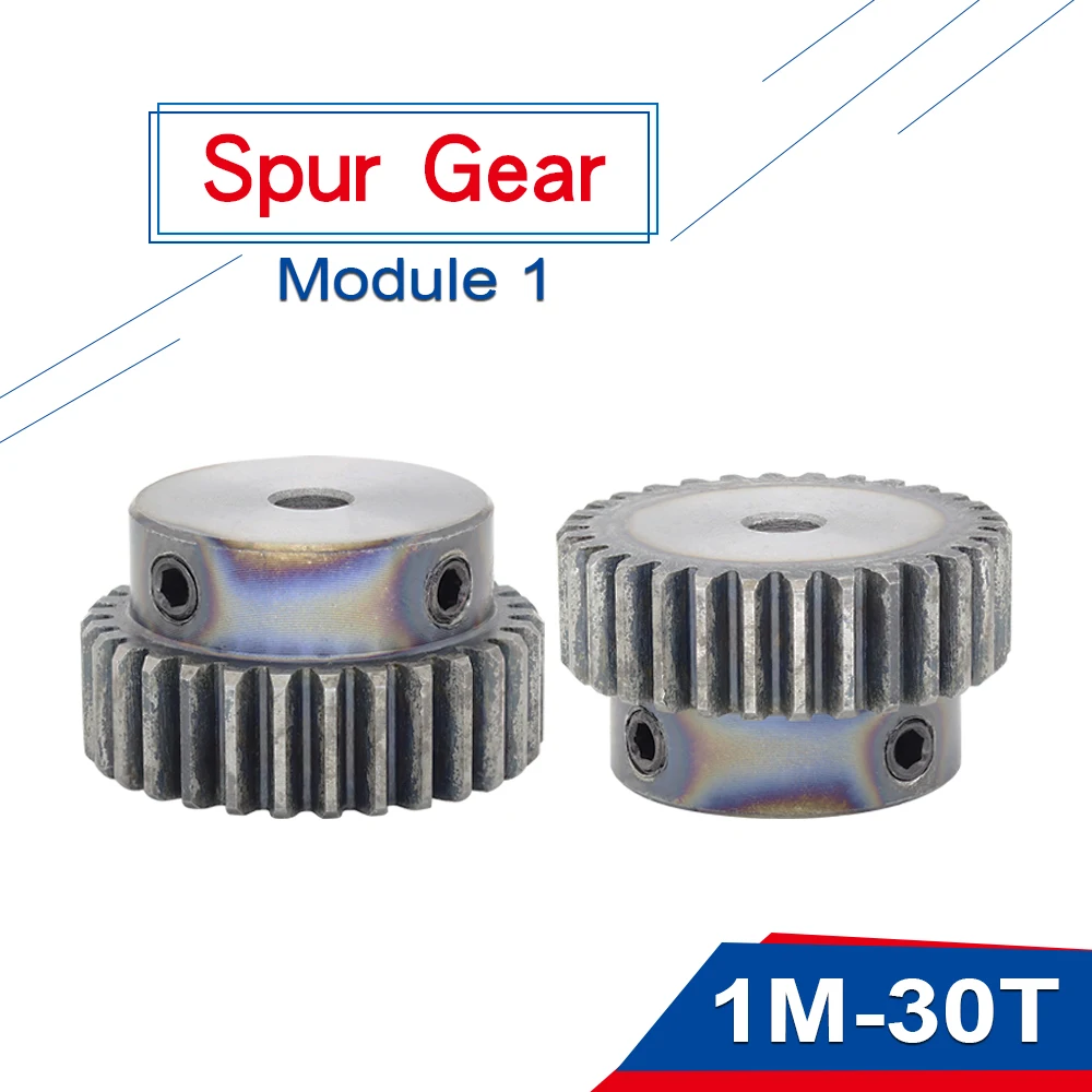 1 Piece 1M30T Spur Gear Bore 5/6/6.35/7/8/10 /12/12.7/14/15/16/17mm Motor Gear Low Carbon Steel Material High Quality Gear