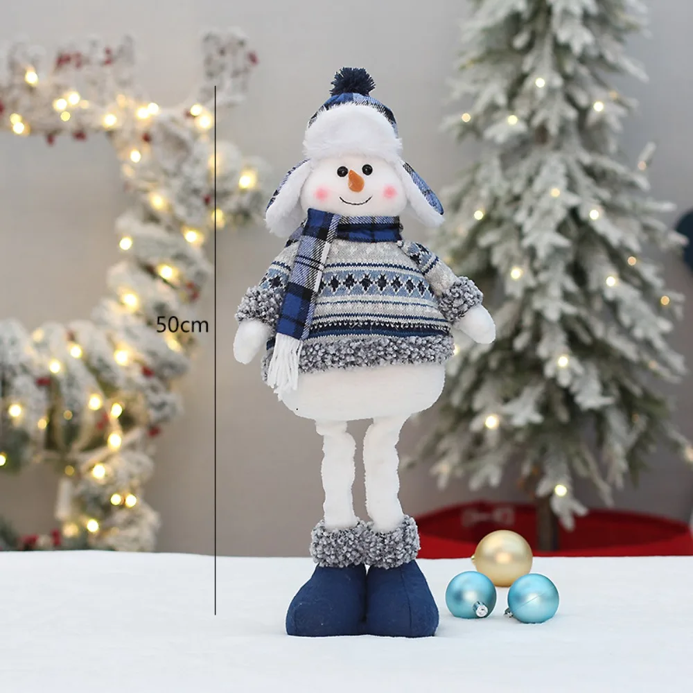 

New Cloth PP Cotton Snowman Doll 50cm White Blue Snowman Toys Soft Christmas Decor Dolls Kids Gift