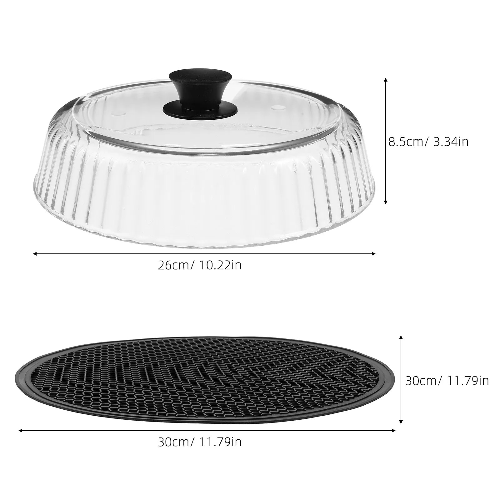Glass Microwave Splatter Cover 10 Inch Borosilicate Glass Lid Heat Resistant Splash Proof Microwave Food Cover Plate Bowl
