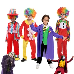 Kids Clown Costumes, Boys and Girls Joker Cosplay Suits, Heath Ledger Joaquin Phoenix Movie Character Role Play Party Clothes