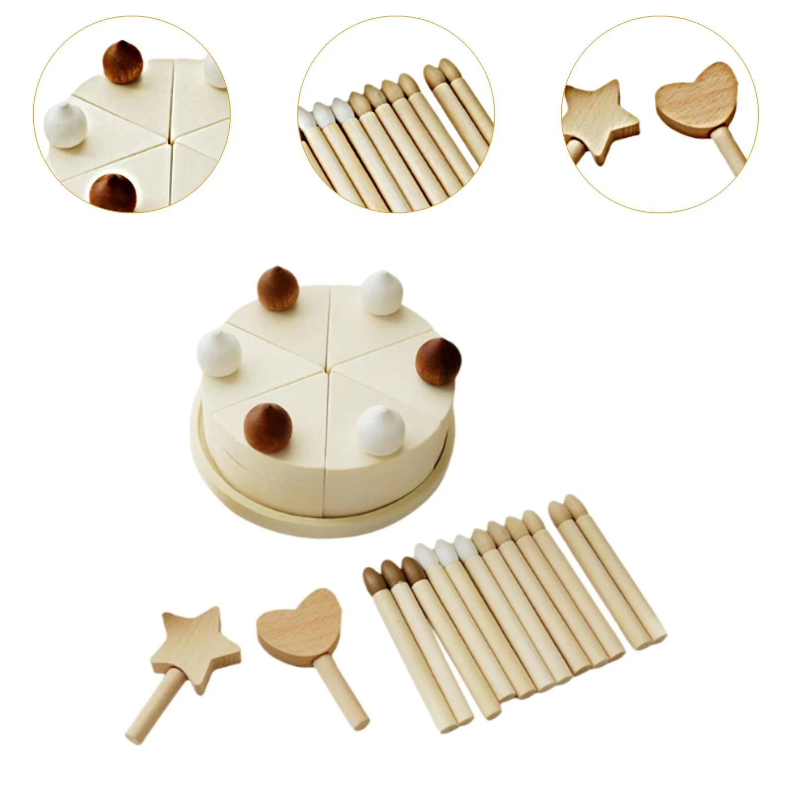 Birthday Cream Cake Solid Wood Kitchen Toy