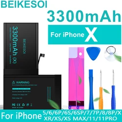 BEIKESOI High Capacity Battery For iPhone 5S X XR XS Max Original Replacement Bateria Rechargeable Lithium with Free Tool