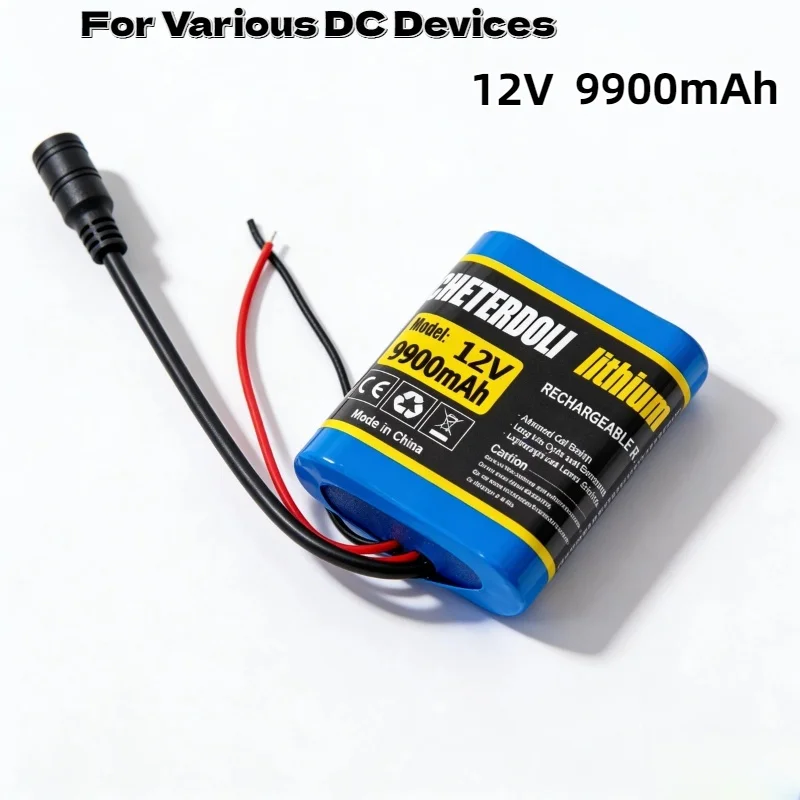 

12V 9.9Ah 9900mAh 3S1P Lithium Battery Pack 100% New DC 12.6V Super Rechargeable Battery with Charger and Protection Board