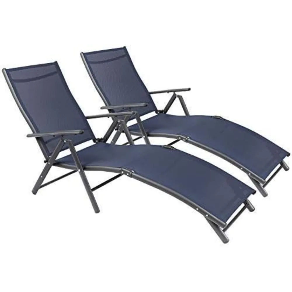 

Outdoor Chaise Lounge Chairs Patio Furniture Adjustable Folding Recliner Chair Set of 2 Foldable Tanning Chair Sunbathing