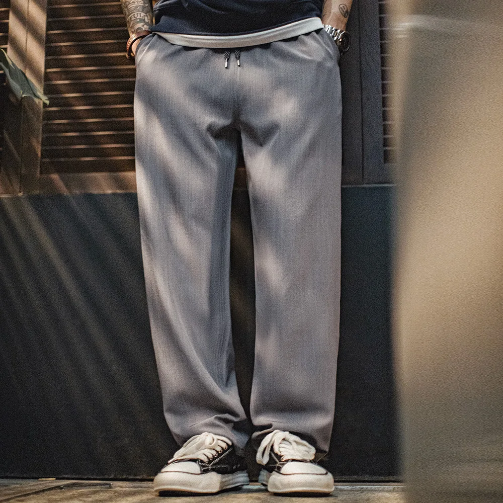 Maden Pantalones de vestir CleanFit de color sólido para hombre, pantalones de oficina ligeros con cintura elástica, pantalones de traje a medida atemporales, informales
