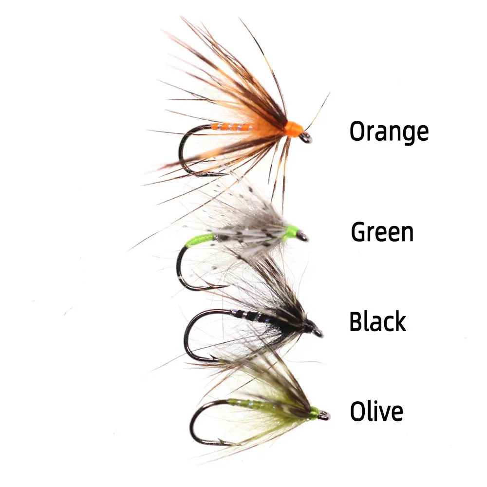 Bimoo 8 Stück # 14 Grizzly Soft Hackle Tenkara Fliegen mit Widerhaken, Wet Midge Fliegen, Tenkara Nymphenfliegen, Forellen- und Grayling-Angelköder – Detail 4