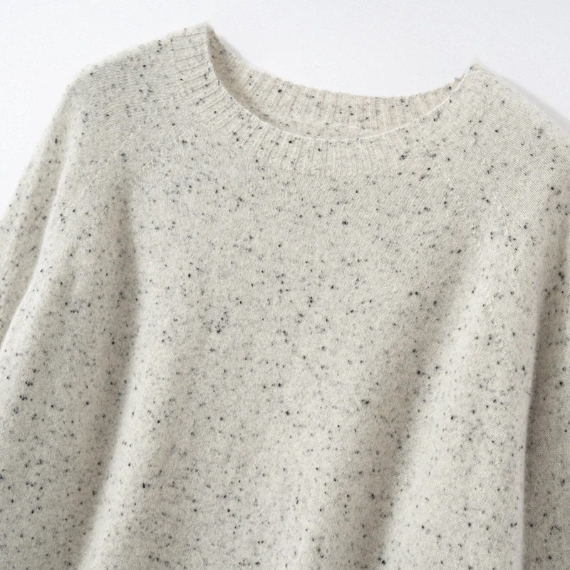 

Женский 100% кашемировый свитер с круглым вырезом и длинными рукавами, трикотаж, пуловер из пряжи в горошек, осень-зима, высококачественный кашемировый вязаный топ