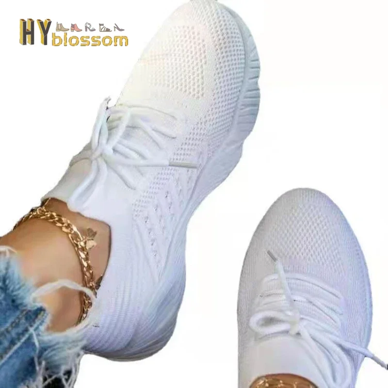 Fashion Lace Up Platform Women's Shoes Summer Flat Mesh Sports Shoes Woman Vulcanize Shoes Plus Size35-43 sneakers women