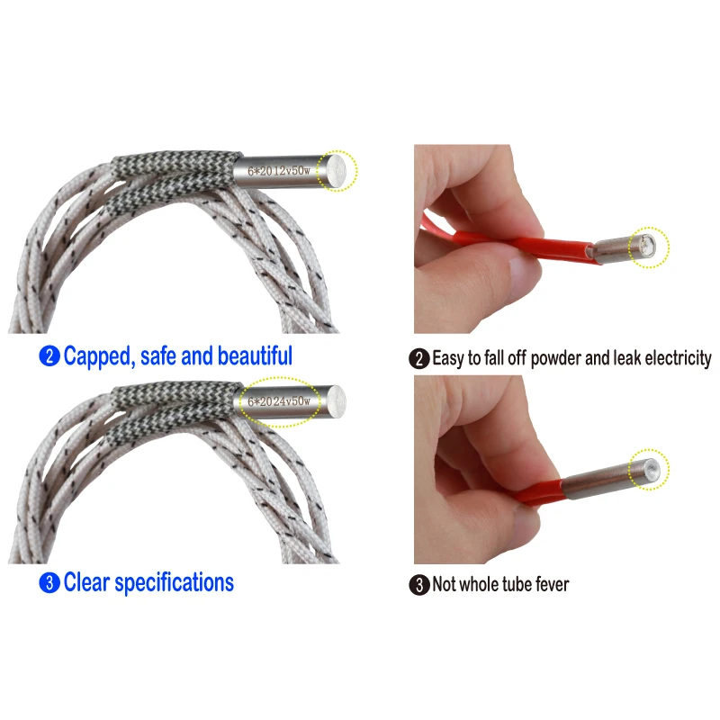 Mellow 1pcs 3D Printer Parts  Reprap Ender 3  v6 Heating Tube 12V 24V 50W Ceramic Cartridge Heater for HotEnd J-Head 6*20mm