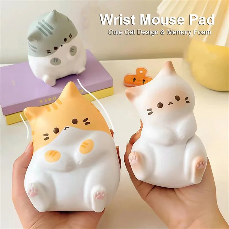 2025 New Cute Cat Ergonomic Wrist Pad Soft Memory Foam Rest Support Office Desk Decoration Hand Pillow Stress Decompression Toys