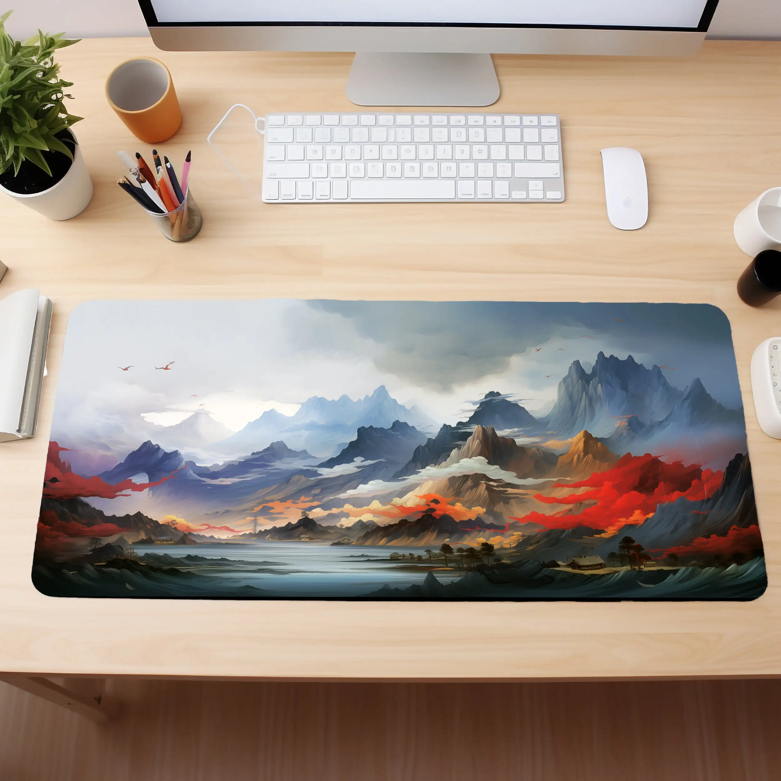 

Горные чудеса с туманом, большой горный коврик для мыши, коврики для горной мыши, красивое украшение для рабочего стола, милое украшение для рабочего стола