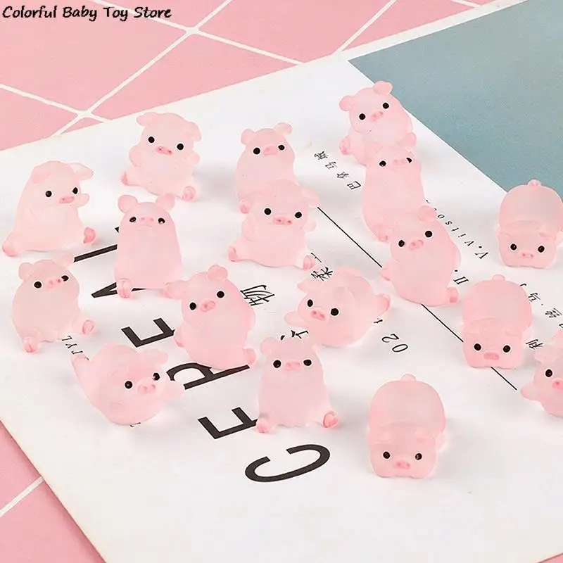 

6Pcs Kawaii Mini Resin Cartoon Pig Miniatures Terrarium Figurines DIY Handmade Scrapbook Crafts Home Decoration Accessories