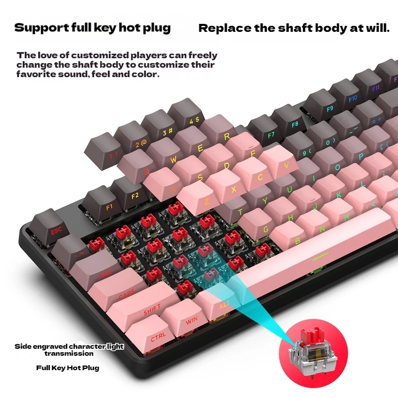 Blackberry Rgb Backlit Gaming Keyboard Controller For Win/Mac Bluetooth/Wireless/Wired Hot-Swap Red Axis Mechanical Keyboards