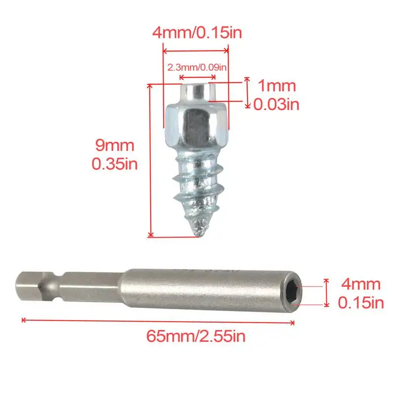 Tire Spikes For Truck Tires Snowmobile Stud Wheel Studs 100X Tire Studs Snow Spikes Tungsten Steel Anti-Ice Studs With