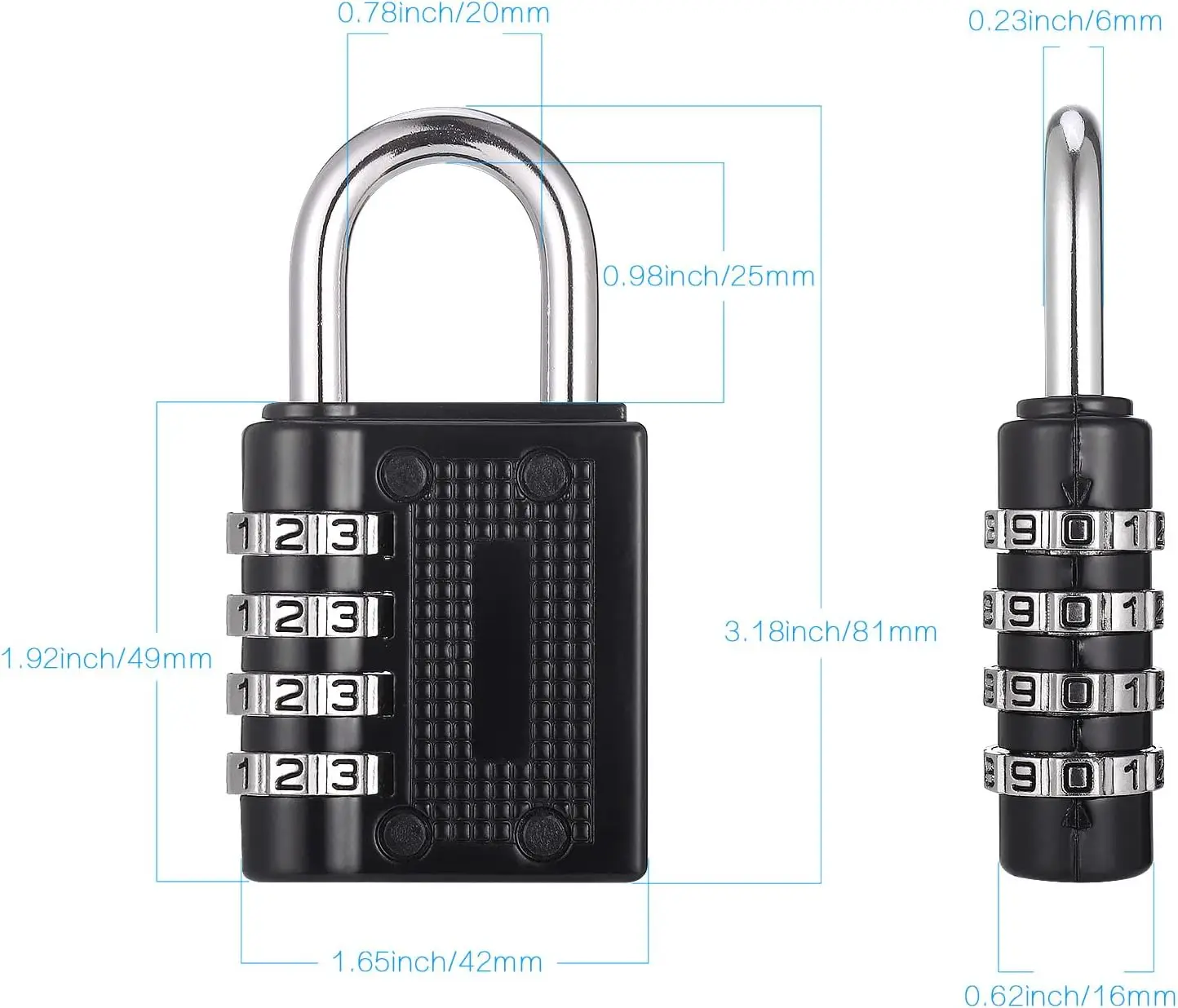 4 Digit Zinc Alloy Combination Lock Padlock Luggage Anti-theft Weatherproof Security Outdoor Gym Safely Code Door Lock Black