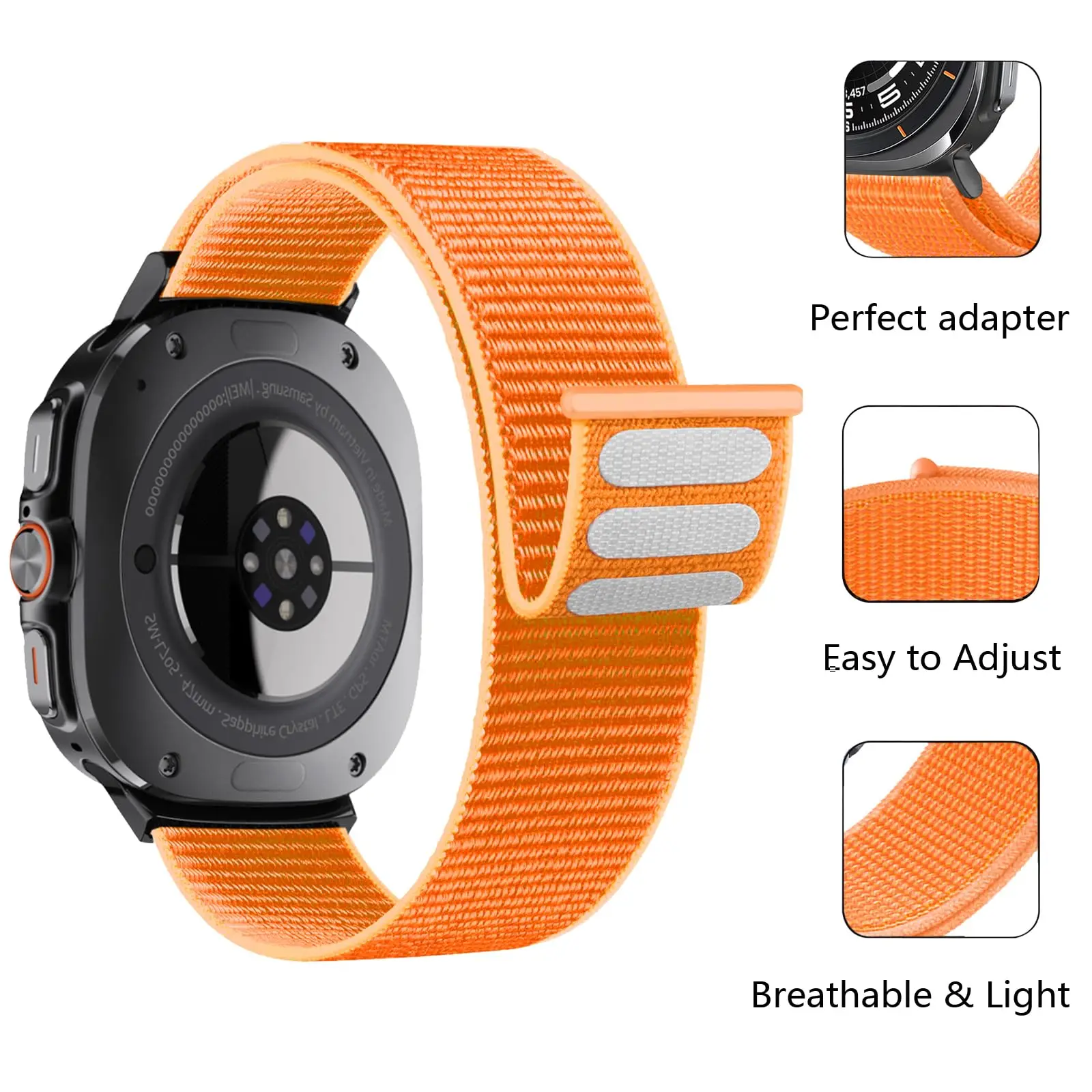 Нейлоновая петля для Samsung Galaxy Watch 7 Ultra, ремешок 47 мм, аксессуары, спортивный металлический разъем, браслет Galaxy watch Ultra Band 47 мм