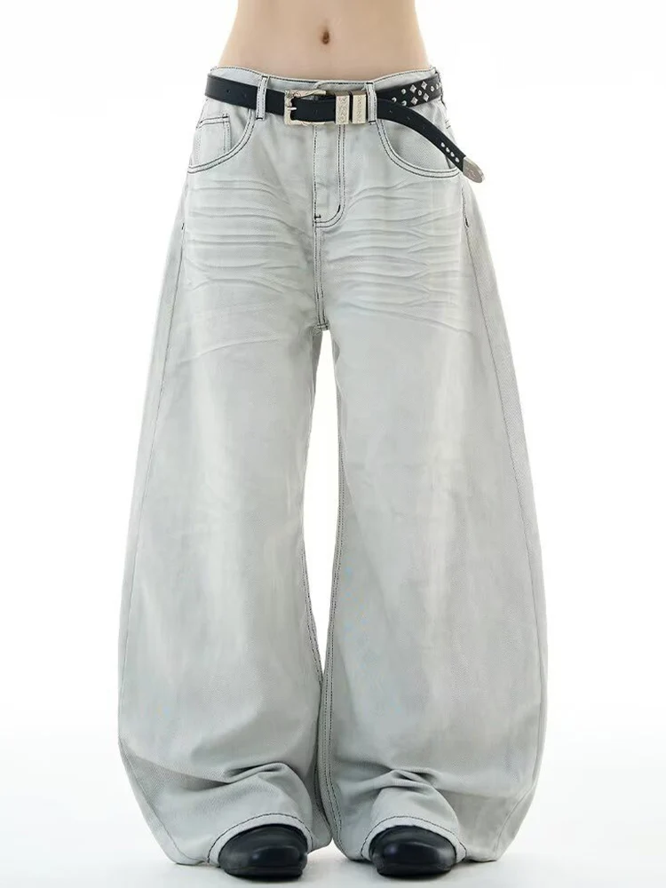

Y2K Washed Jeans American Retro Spring Autumn Loose Casual Straight Leg Wide Leg Long Pants Couple