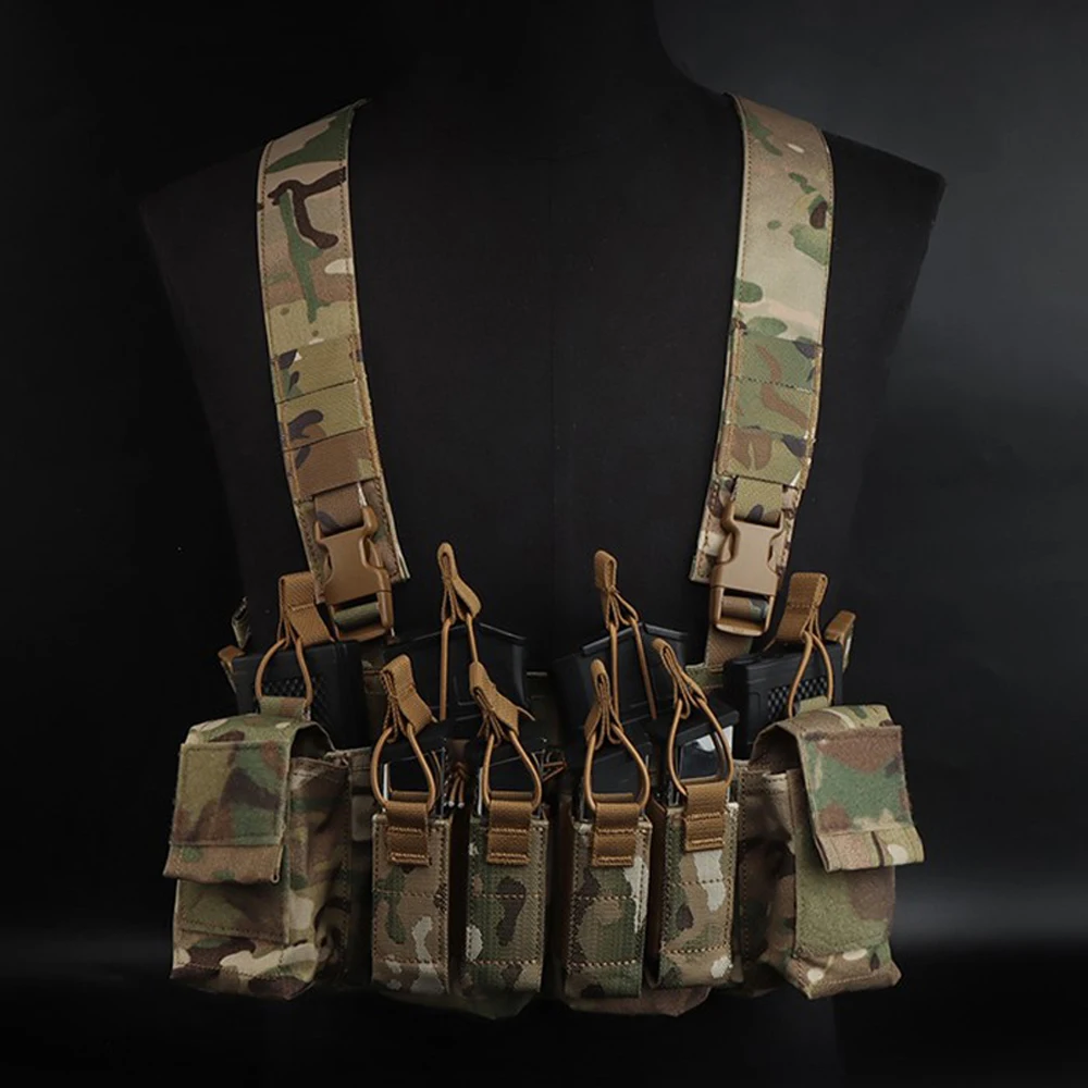 

D3CRX Tactical Chest Rig Lightweight MOLLE Hunting Vest With Quadruple 9mm 5.56 Magazine Pouch Shooting Airsoft Wargame Gear