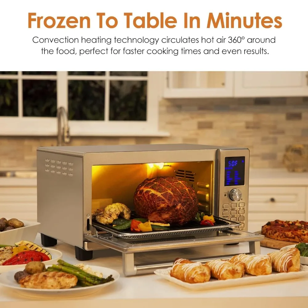 Air Fryer Toaster Smart Oven,12in1 Countertop Grill/Griddle Combo,30Qt Capacity,Integrated Smart Thermometer,Linear T Technology