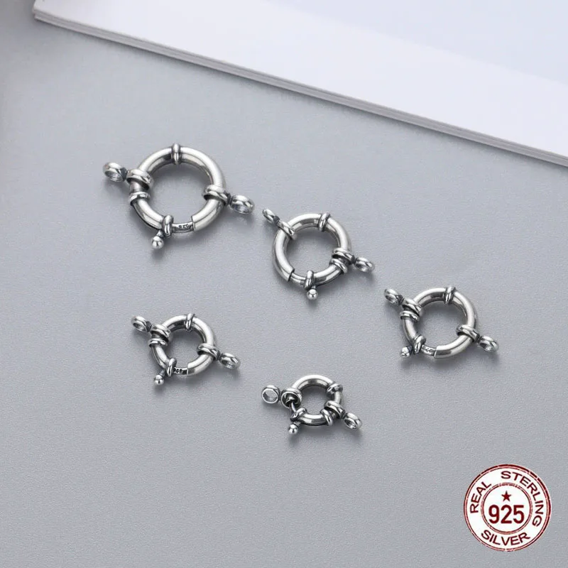 

Vintage s925 sterling silver spring buckle DIY semi-finished product Versatile bracelet necklace Closing connection buckle