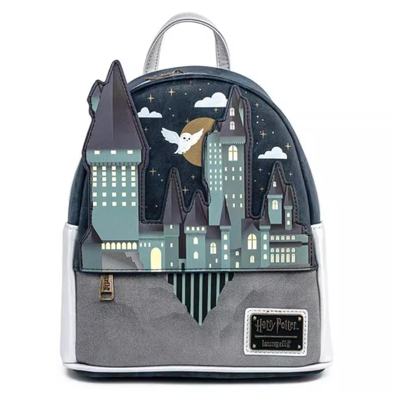 Loungefly Harry Potter Hogwarts Castle Hedwig Womens Tattoo Art Cream Color Double Strap Shoulder Bag Purse backpack