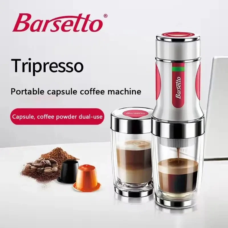 Barsetto Coffee Machine Manual Coffee Maker Capsule Outdoor Travel Hand Press Espresso Powder Maker Portable Mini Mill Tools