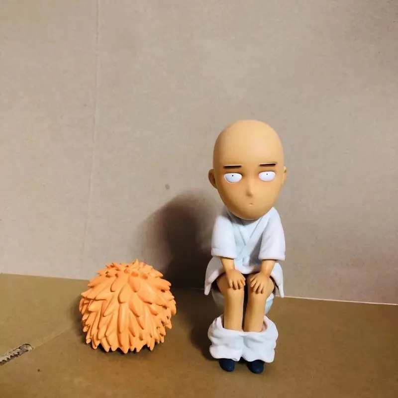 Un Punch-Man Saitama Wc Bad Taste Ver. Figura de acción de Pvc, peluca divertida, inodoro, modelo de adorno, decoración de escritorio, juguete para regalo