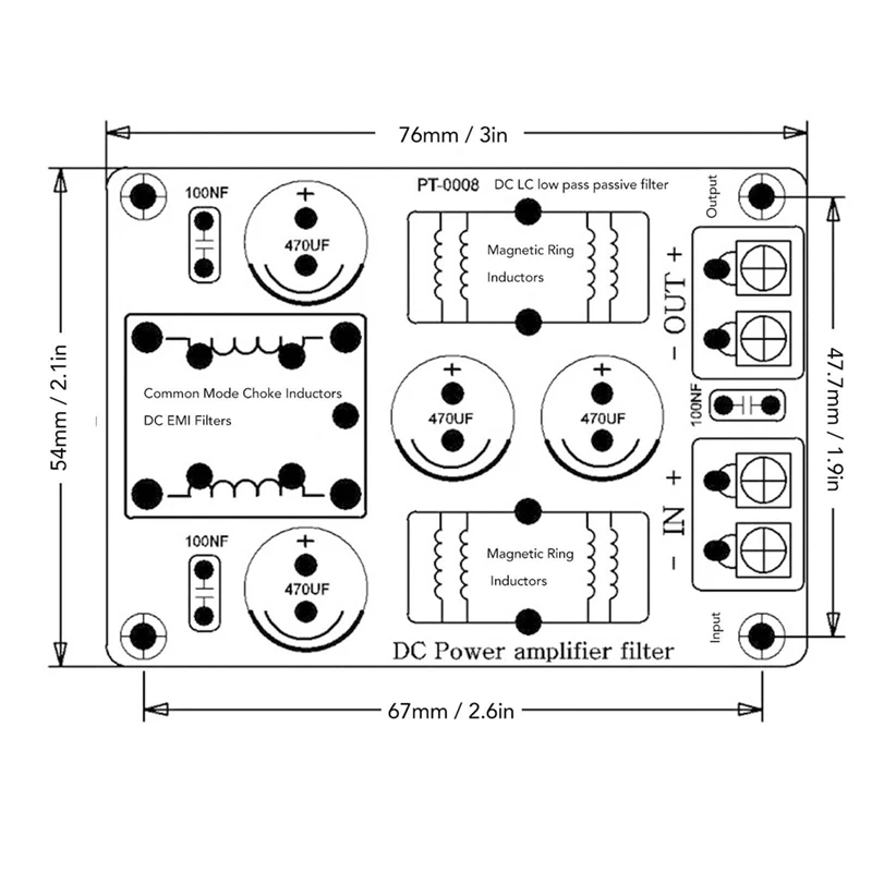 4A DC LC Filter FCC Car Audio High Frequency Filtering Low Pass Passive EMI Electromagnetic Interference Filter Easy Install