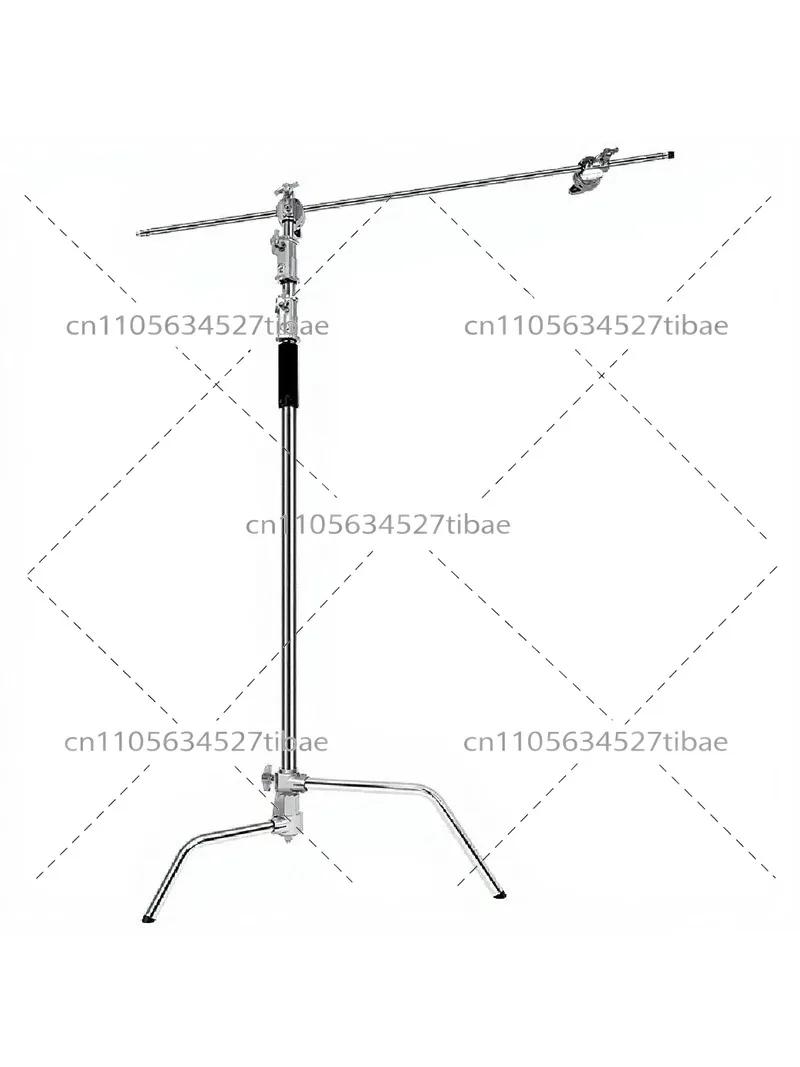 C-Shaped Magic Leg Lamp Stand, Stainless Steel Tripod Photography Flash Stand with Crossbar for Film and TV Lighting