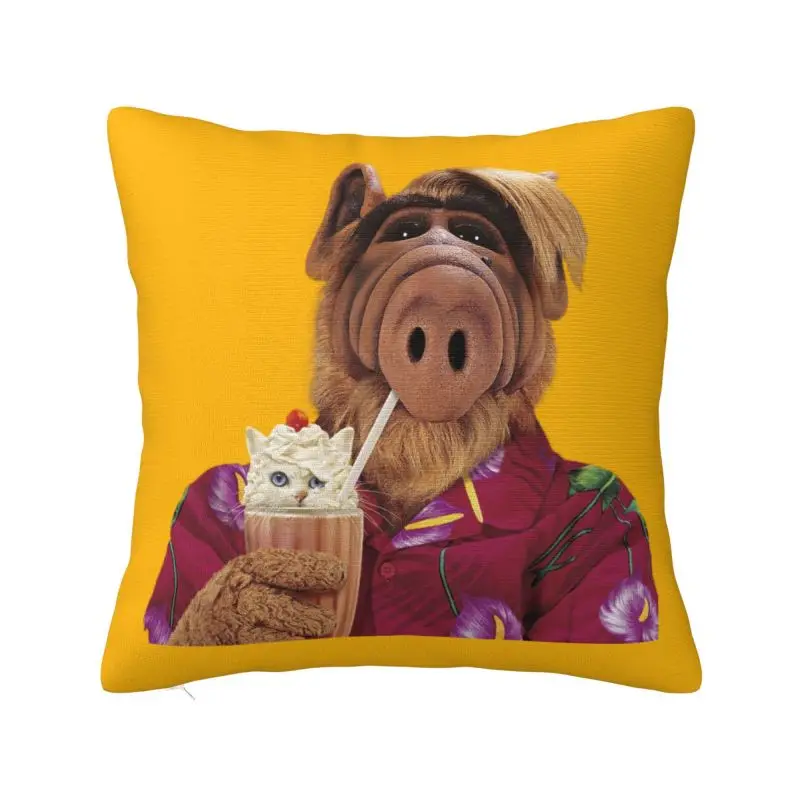 Nordic Funny Alf Meme Cushion Cover Polyester Alien Life Form Sci Fi Tv Show Throw Pillow Case Decoration